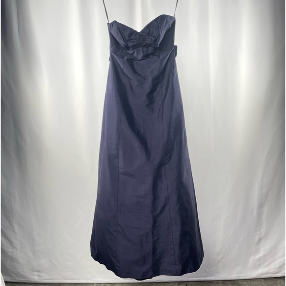 Jenny Yoo Silk Strapless‎ Tie Back Maxi Dress in Blue Size 4 - Picture 1 of 4
